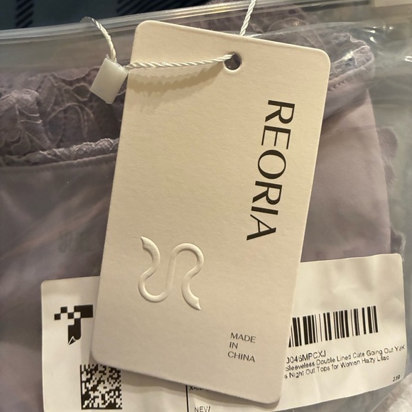 NWT ReoRia Hazy Lilac Lace Double Lined V-Neck Tank Top XL - Picture 7 of 8